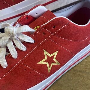 Converse red and white one star sneakers.  men’s size 10/women’s size 11 1/2.